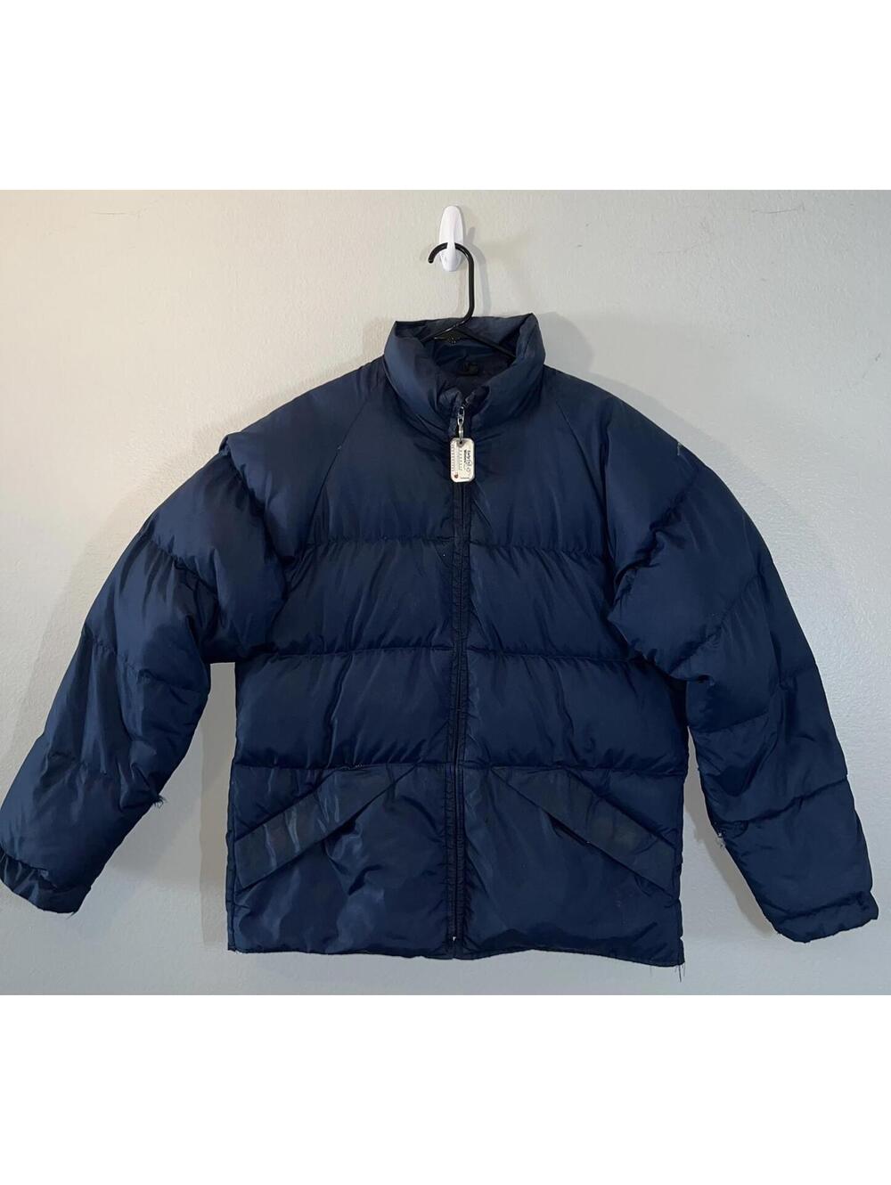 Vintage 10X Goose Down Feather Insulated Puff Jacket Blue Sz M Made in USA 🇺🇸